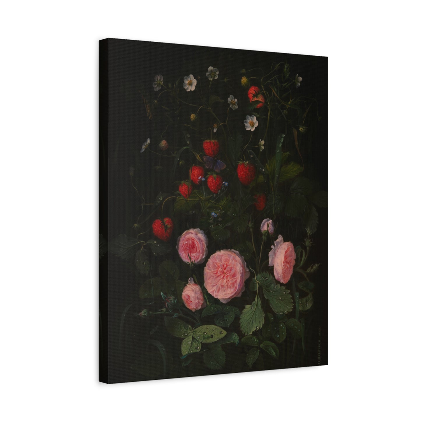 Still Life with Strawberries and Roses Canvas Print