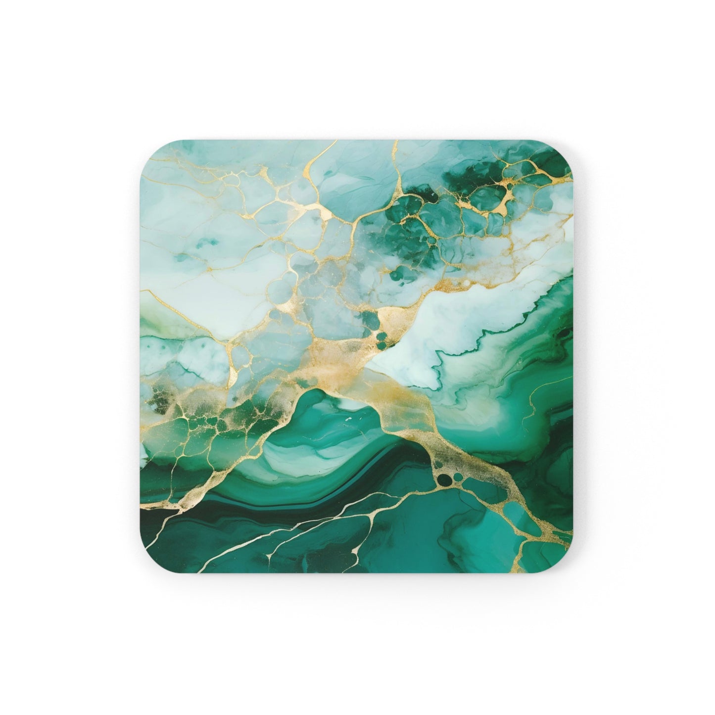 Soft Green, Emerald and Ivory Geode | Set of 4 Coasters
