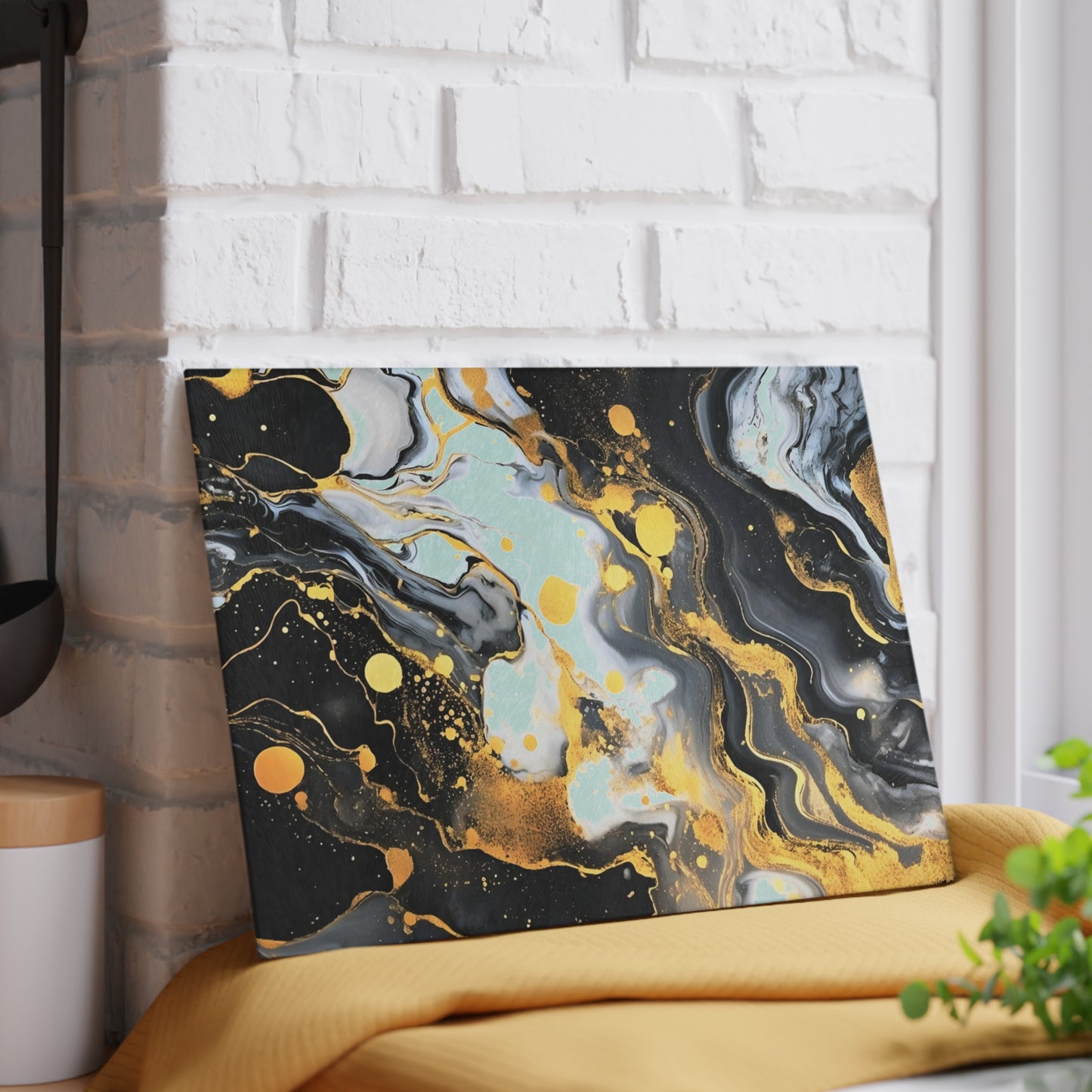 Black and Gray Marble Glass Cutting Board