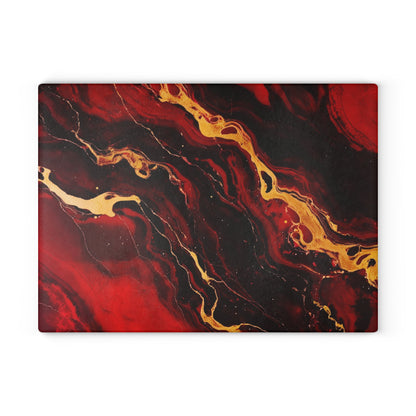 Crimson and Black Marble Glass Cutting Board