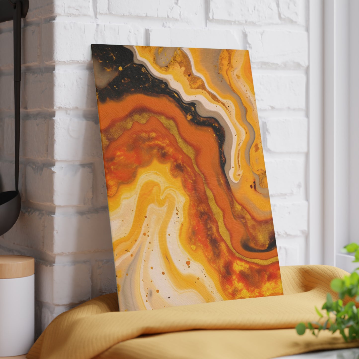 Terracotta and Black Granite Glass Cutting Board