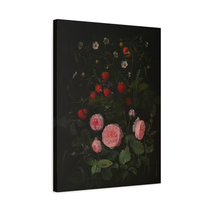 Still Life with Strawberries and Roses Canvas Print