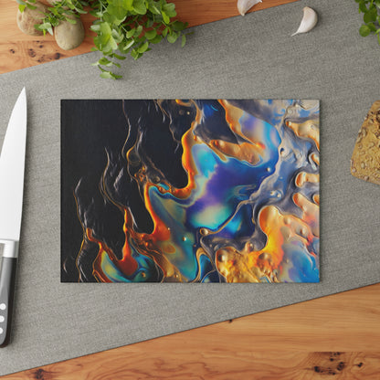 Iridescent Navy Blue Geode Glass Cutting Board
