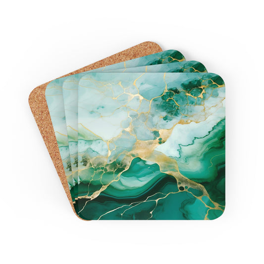 Soft Green, Emerald and Ivory Geode | Set of 4 Coasters