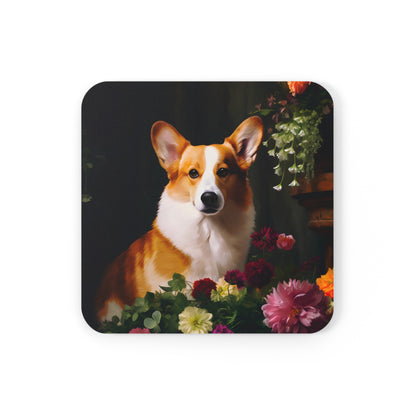 Corgi Amongst Flowers | Set of 4 Coasters