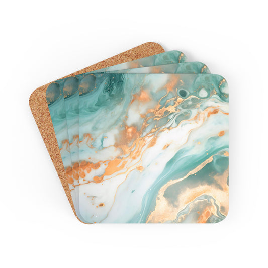 Soft Teal and Ivory Geode | Set of 4 Coasters
