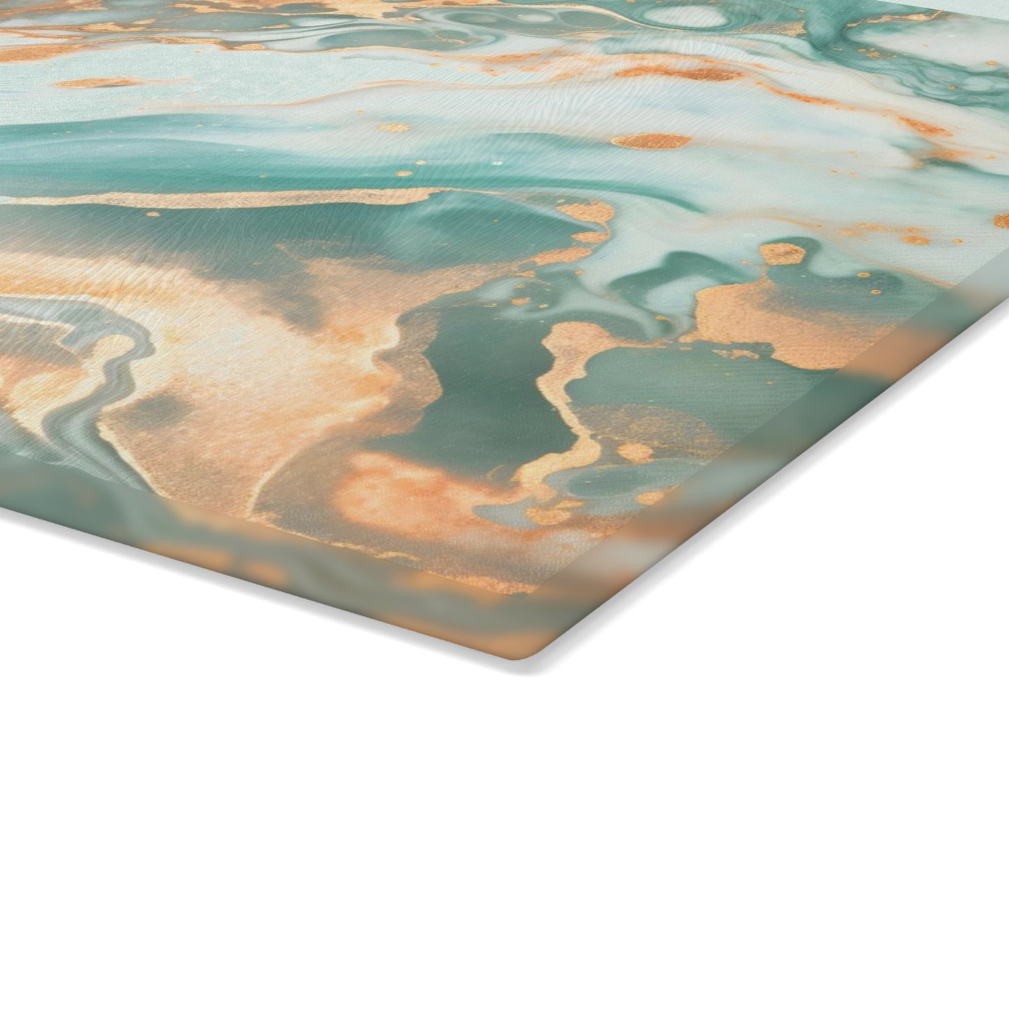 Soft Teal and Ivory Marble Glass Cutting Board