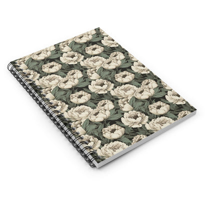 Black and Ivory Roses | Ruled Line Spiral Notebook