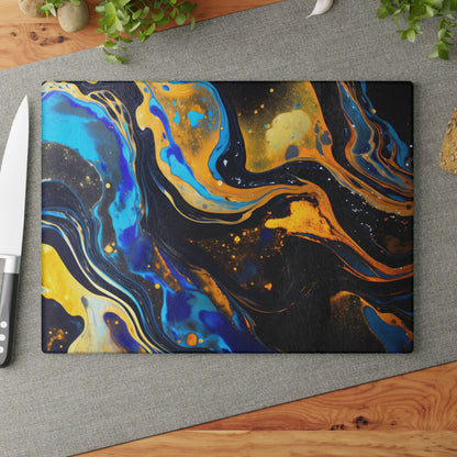 Black and Navy Celestial Glass Cutting Board