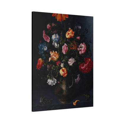 A Moody Vase with Flowers Canvas Print