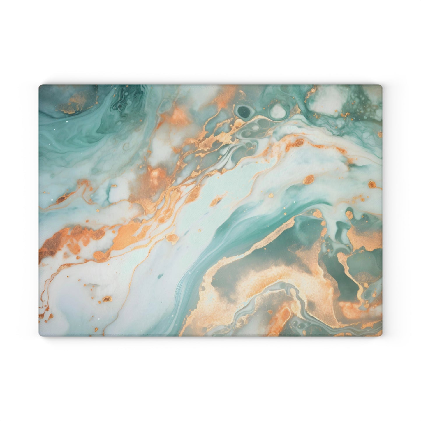 Soft Teal and Ivory Marble Glass Cutting Board