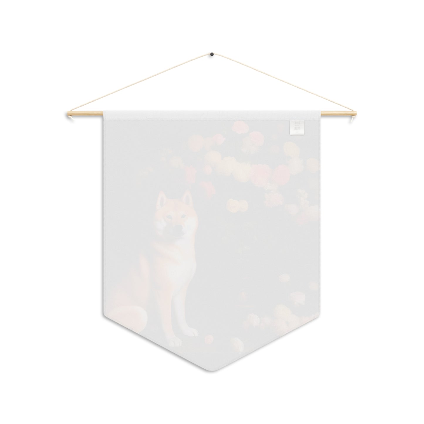 Shiba Inu Sitting Near a Flower Vase | Hanging Pennant