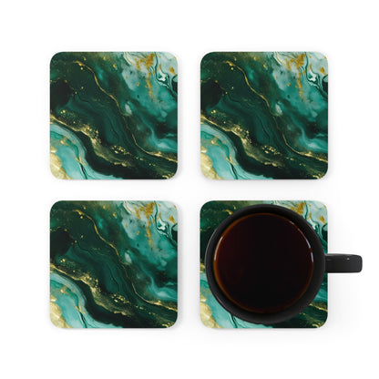 Dark Green, Teal and Ivory Geode | Set of 4 Coasters