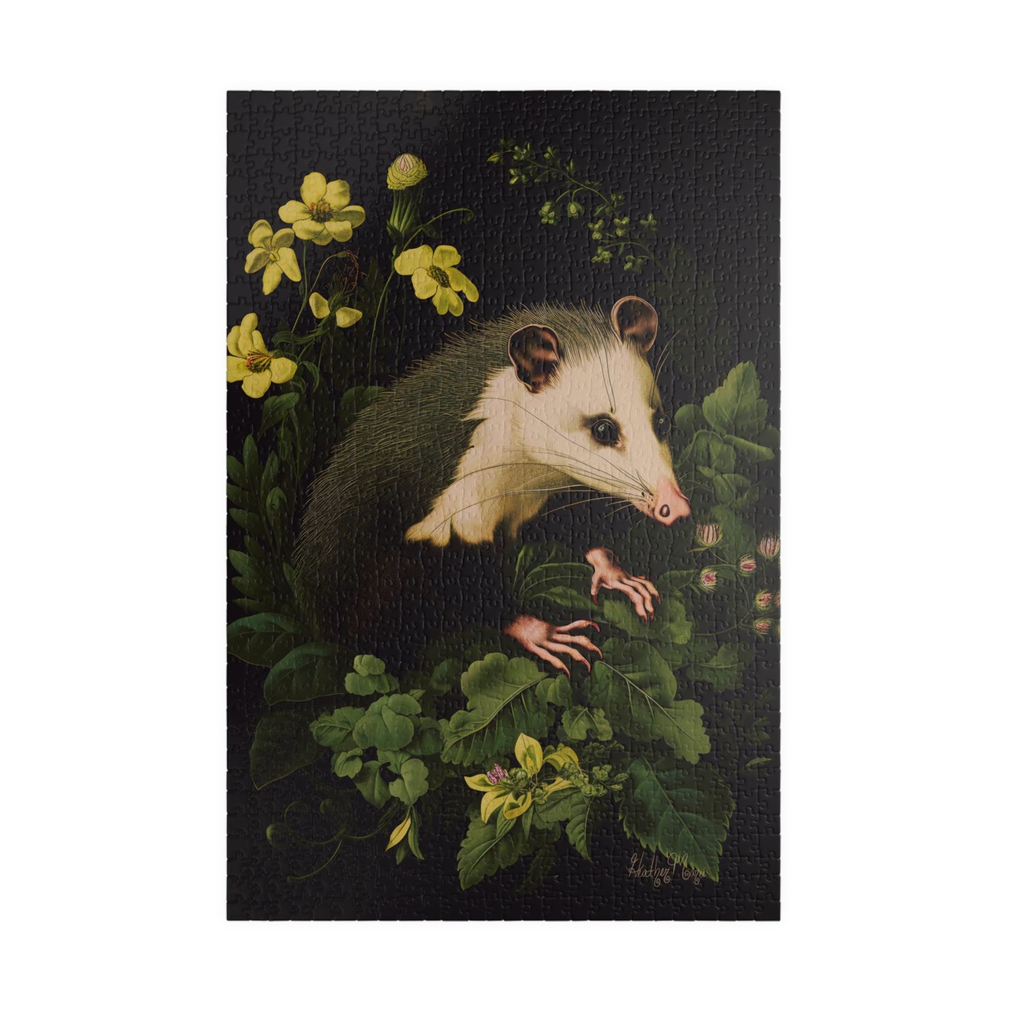 Opossum with Yellow Flowers | Jigsaw Puzzle