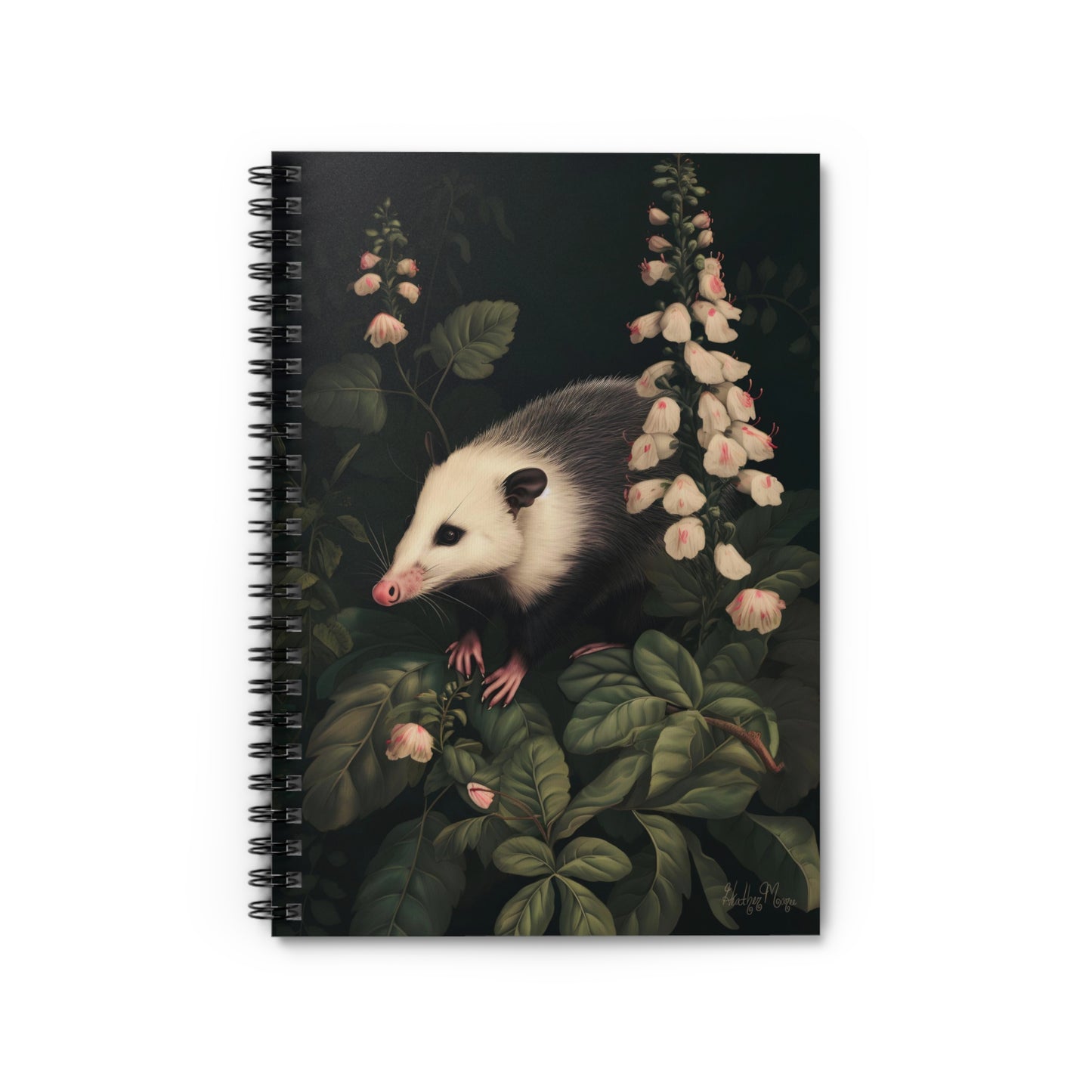 Opossum in Lush Foliage |  Ruled Line Spiral Notebook