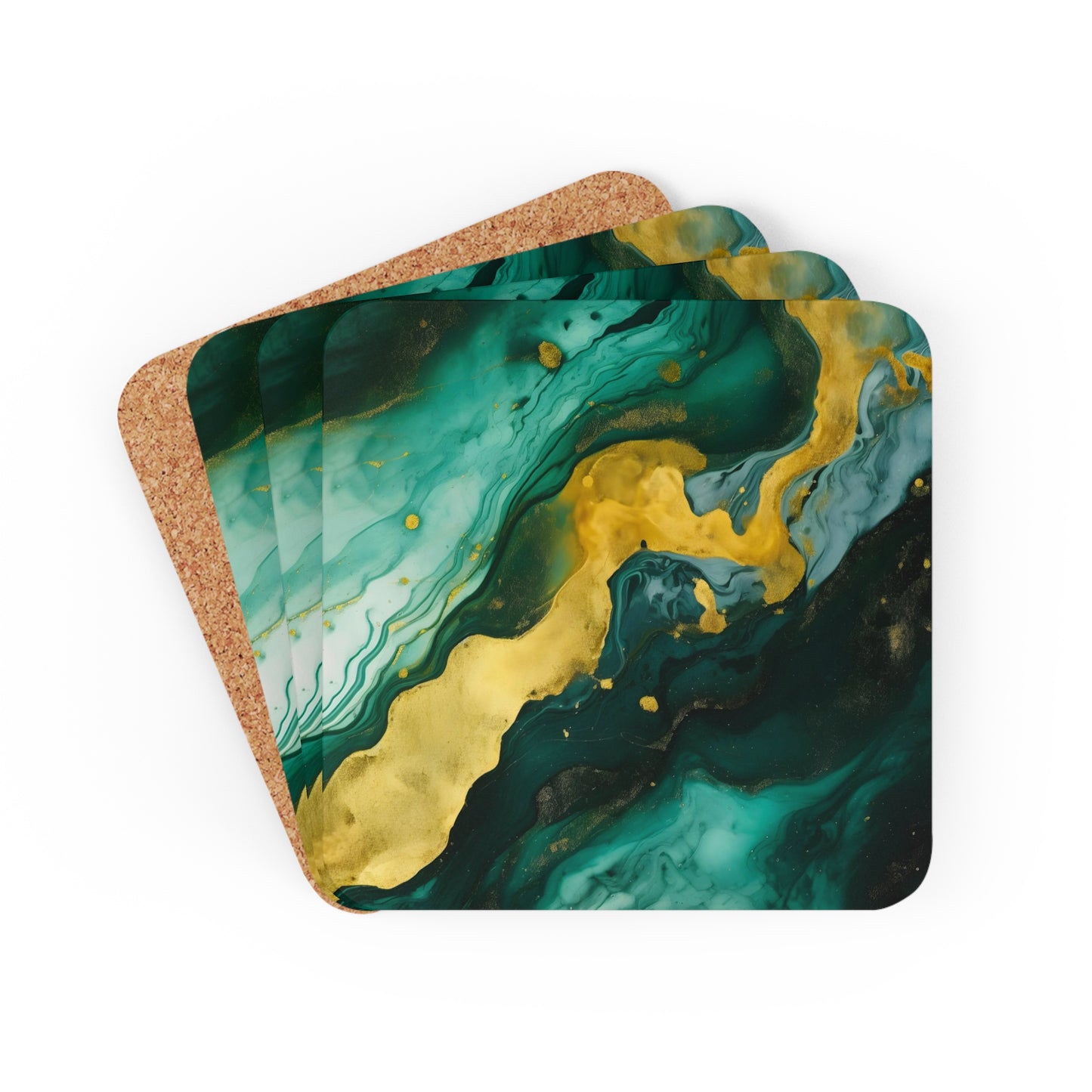 Dark Green and Teal Geode | Set of 4 Coasters