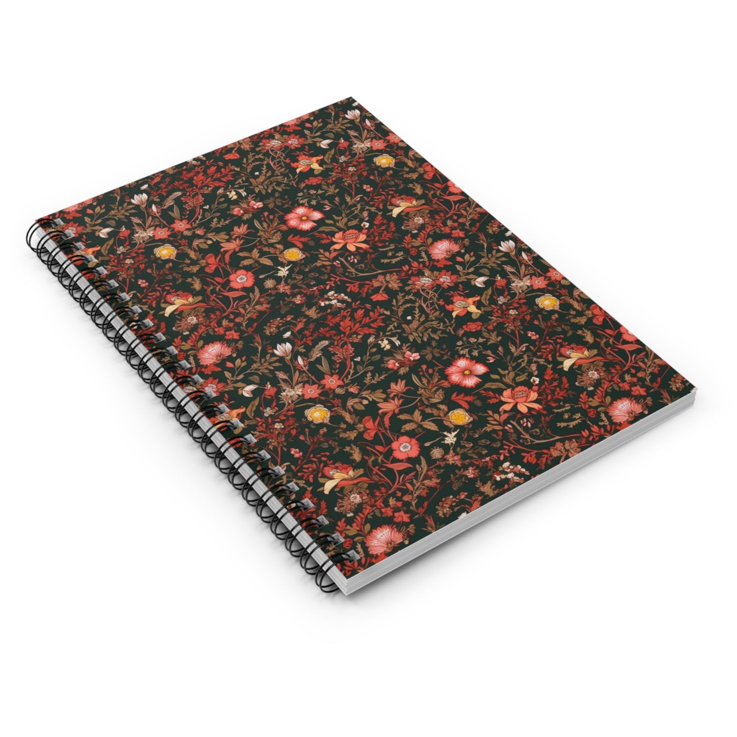 Pink and Red Vintage Flowers | Ruled Line Spiral Notebook
