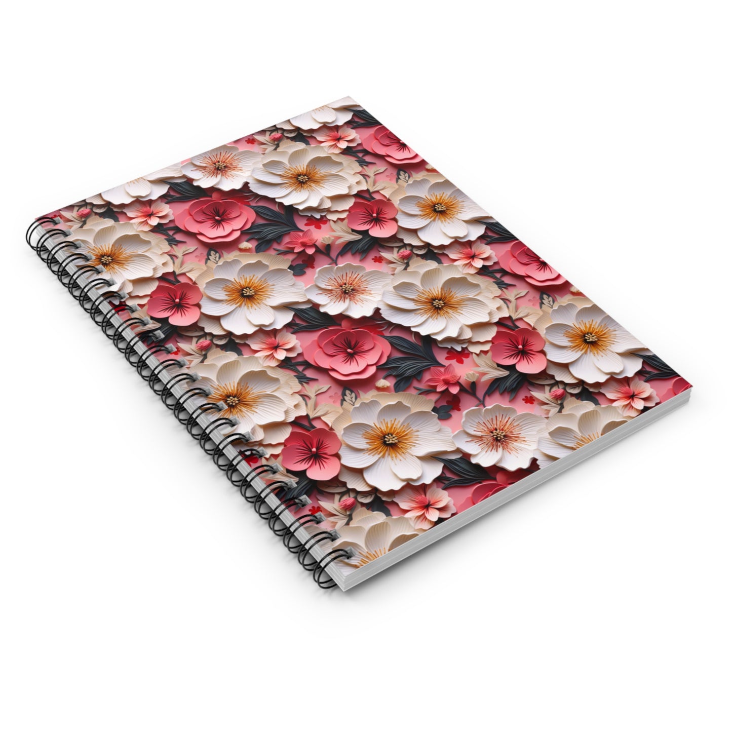 Floral Papercut Delight | Ruled Line Spiral Notebook