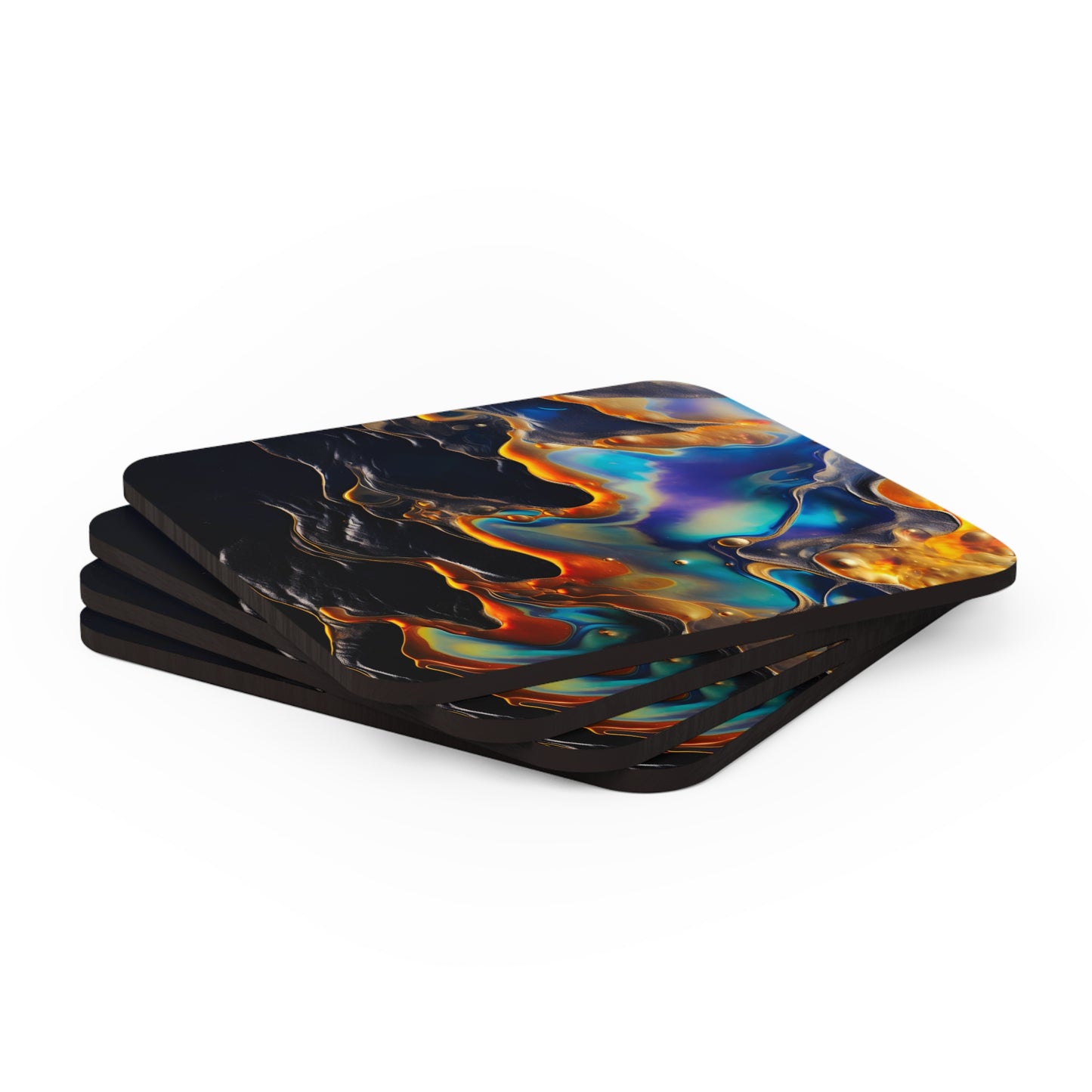 Iridescent Navy Blue Oil Geode | Set of 4 Coasters