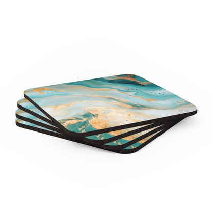 Soft Teal, Turquoise and Ivory Geode | Set of 4 Coasters