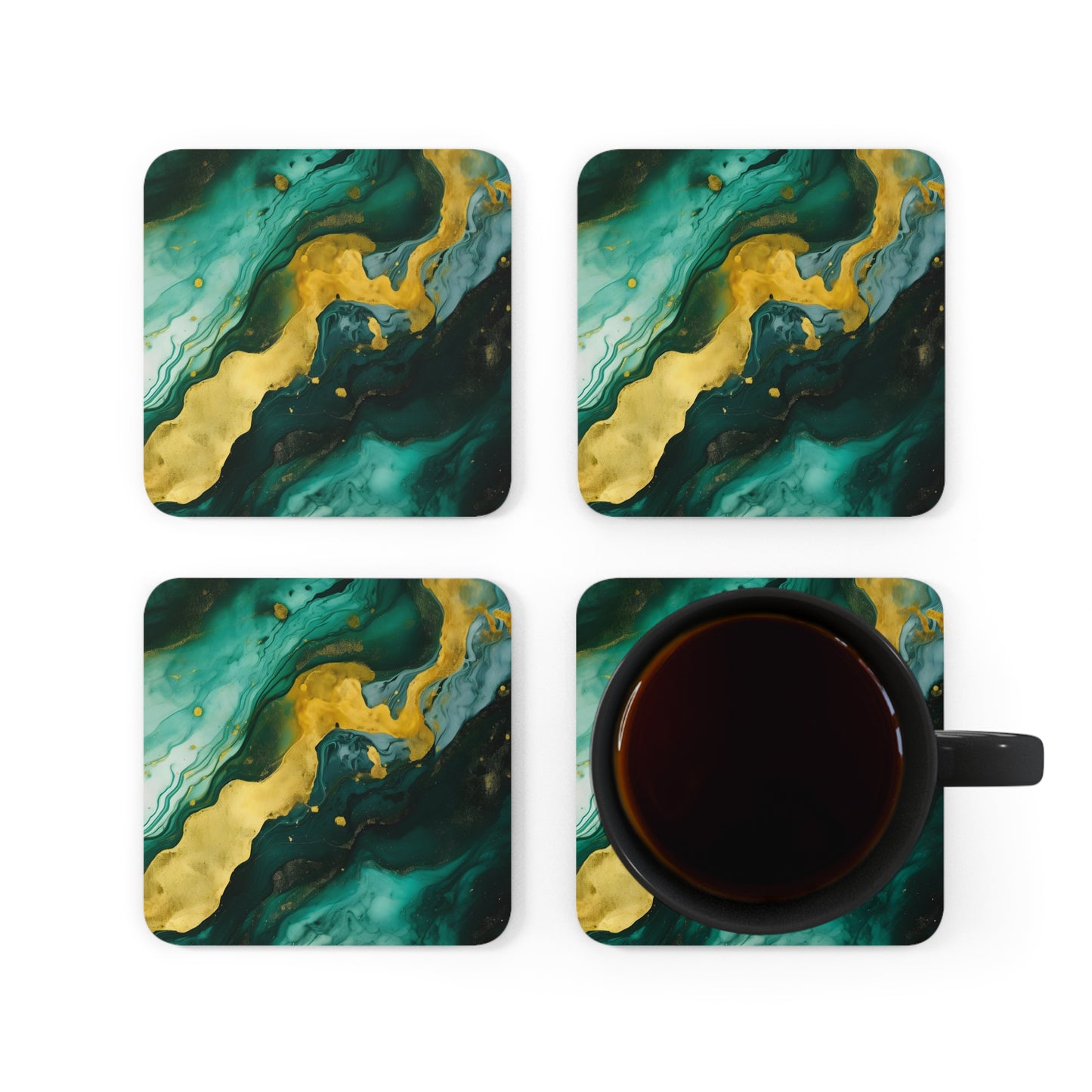 Dark Green and Teal Geode | Set of 4 Coasters
