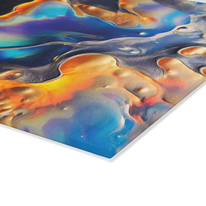 Iridescent Navy Blue Geode Glass Cutting Board