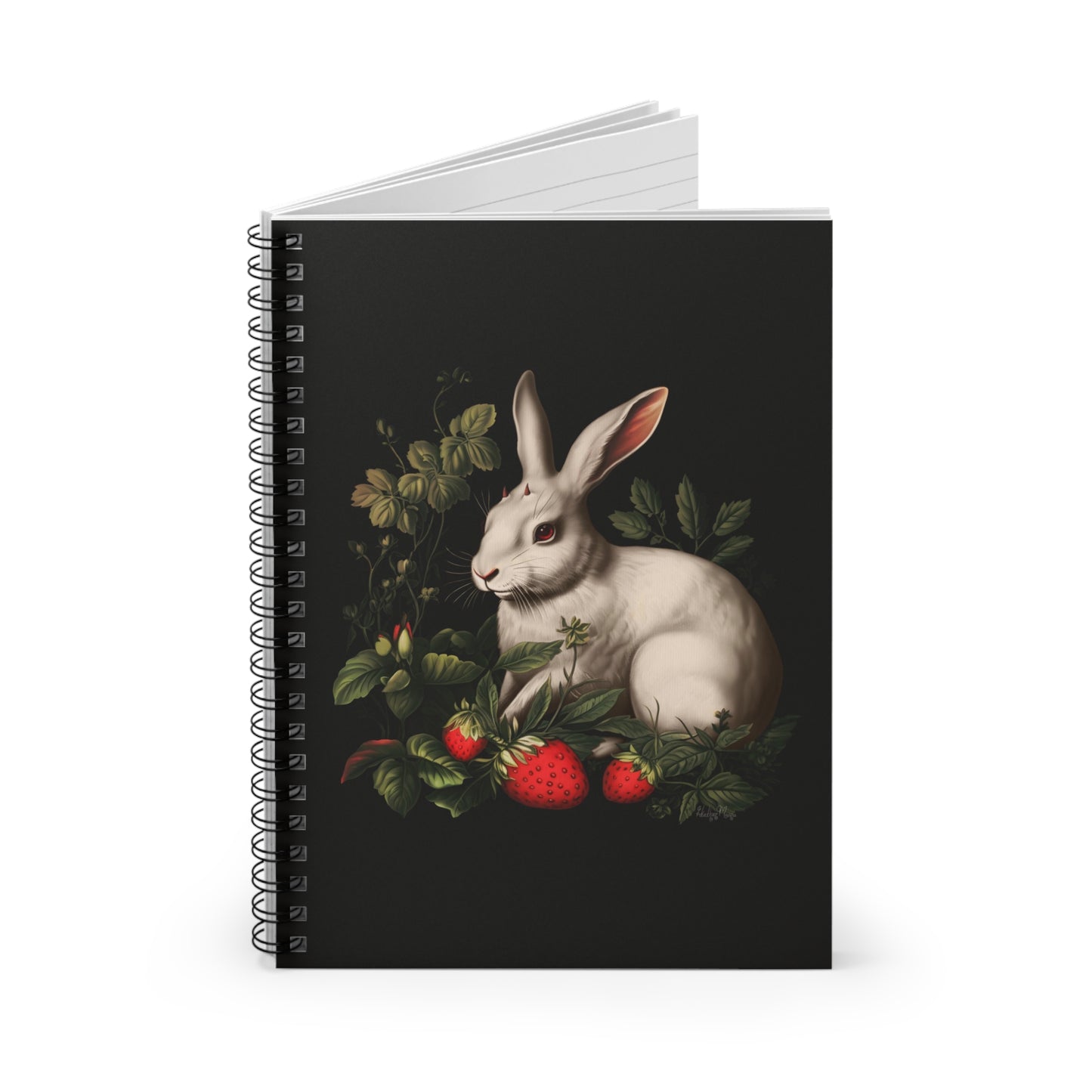 White Rabbit with Horns | Ruled Line Spiral Notebook