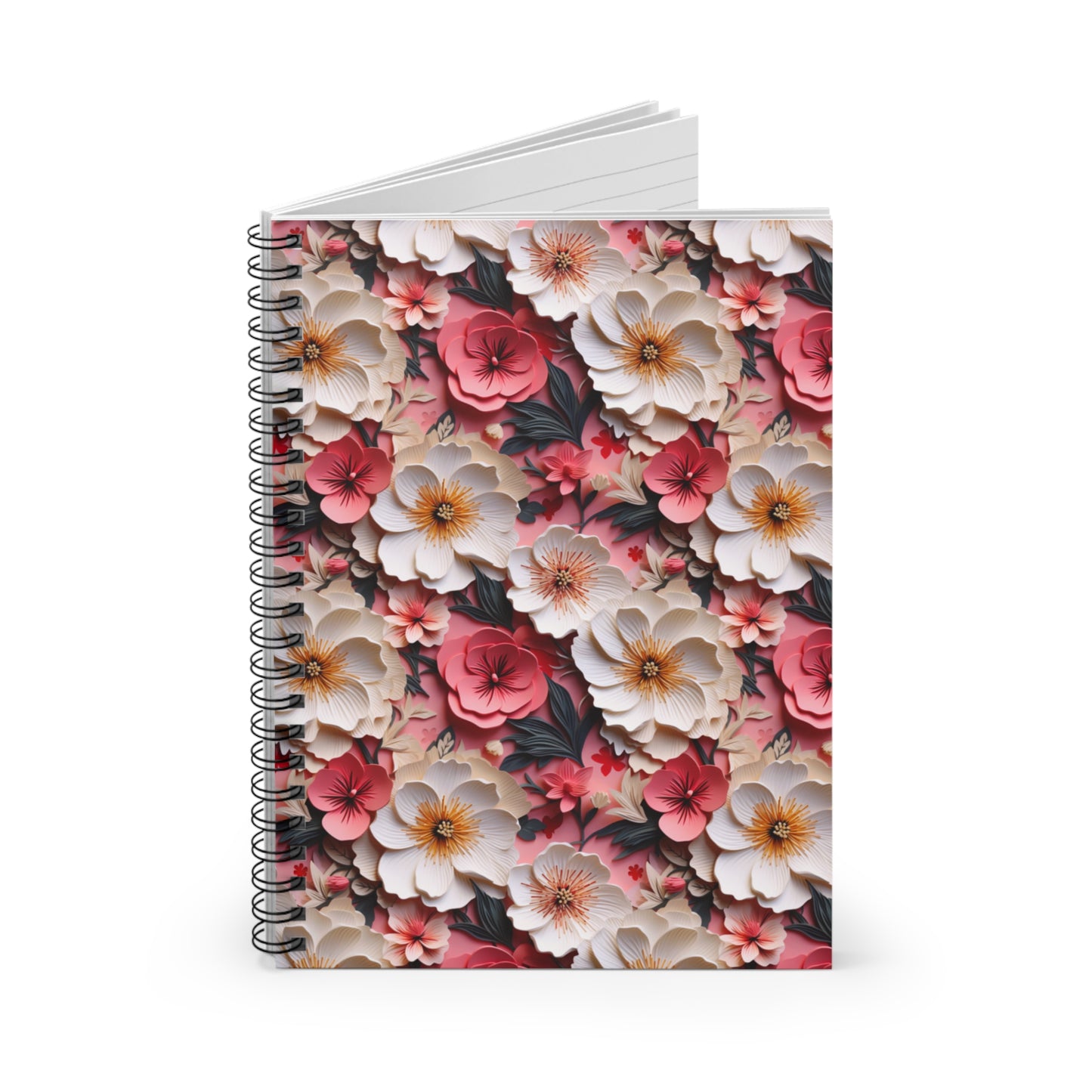 Floral Papercut Delight | Ruled Line Spiral Notebook