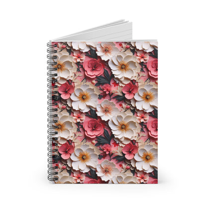 Floral Papercut Delight | Ruled Line Spiral Notebook