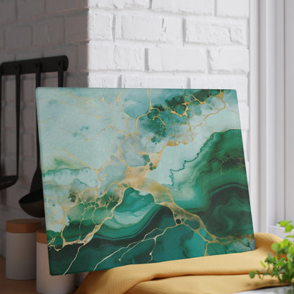 Soft Green, Emerald and Ivory Marble Glass Cutting Board