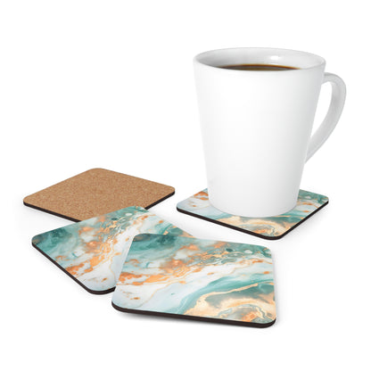 Soft Teal and Ivory Geode | Set of 4 Coasters