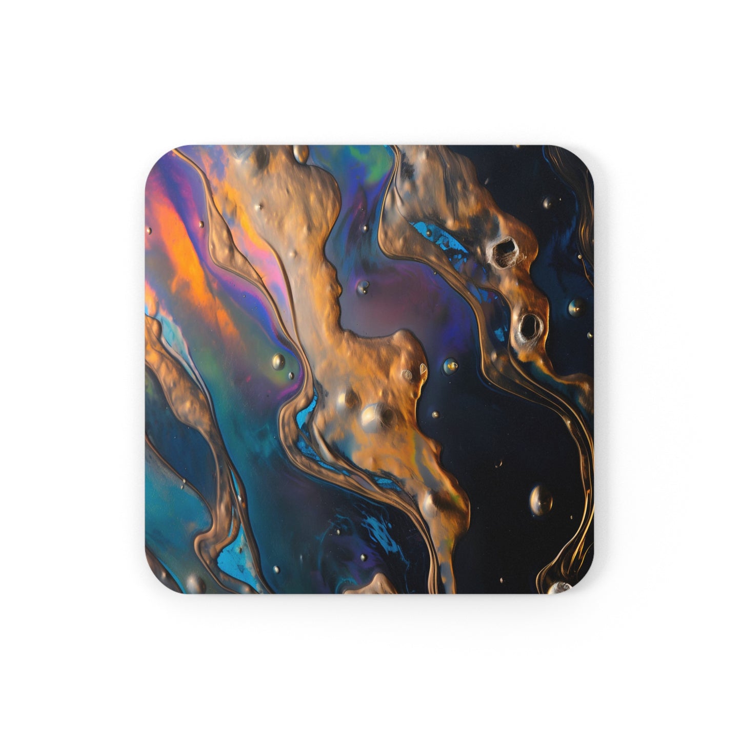 Iridescent Black Oil Geode | Set of 4 Coasters