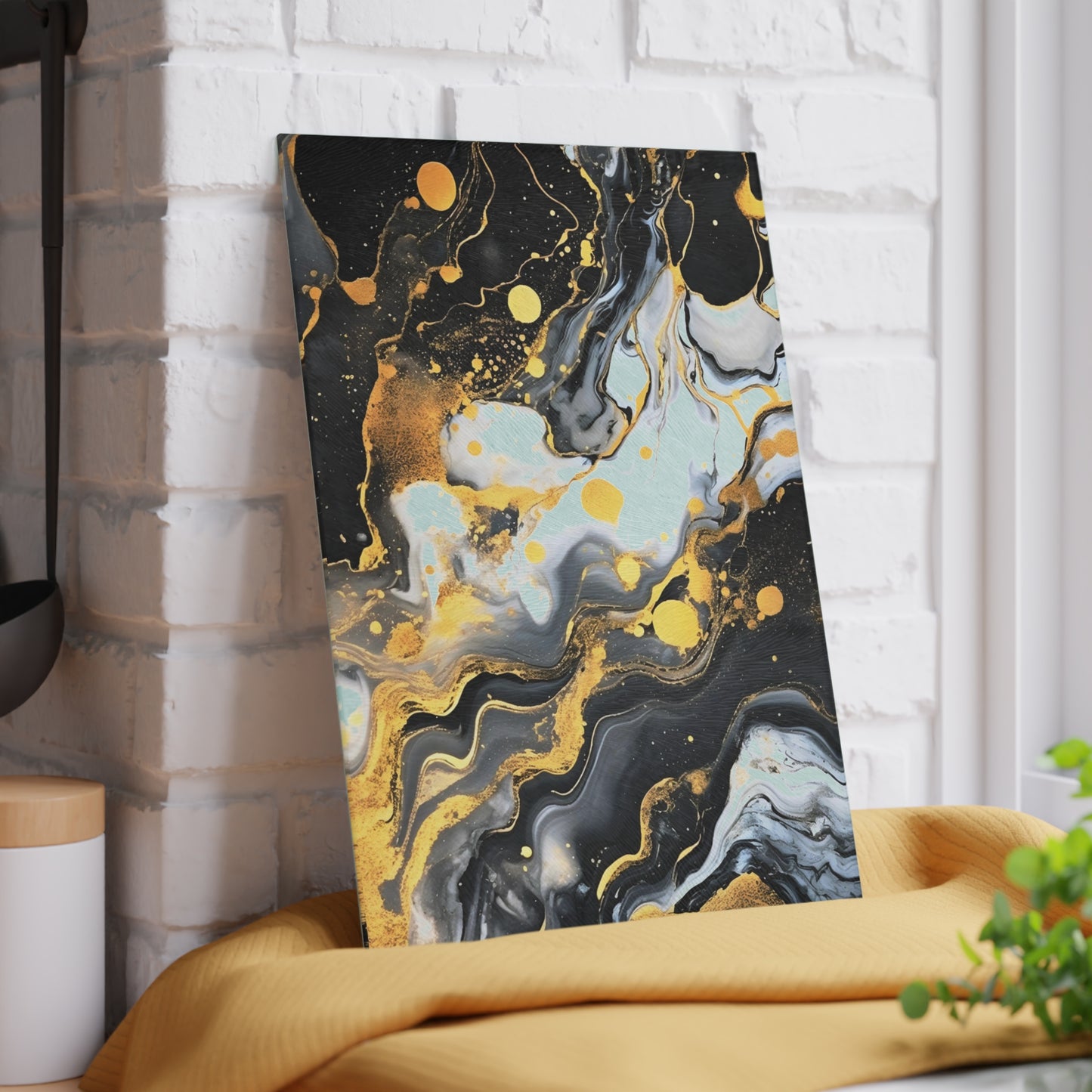 Black and Gray Marble Glass Cutting Board