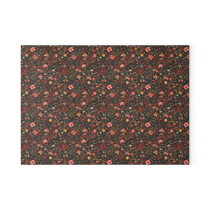 Cottage Florals Glass Cutting Board