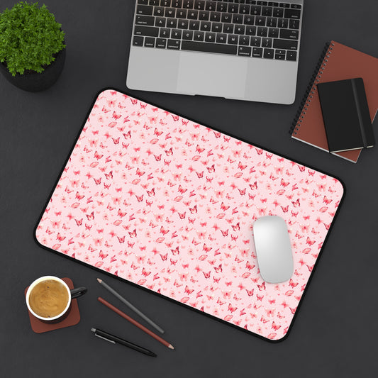 Whimsical Pink Butterflies Desk Mat