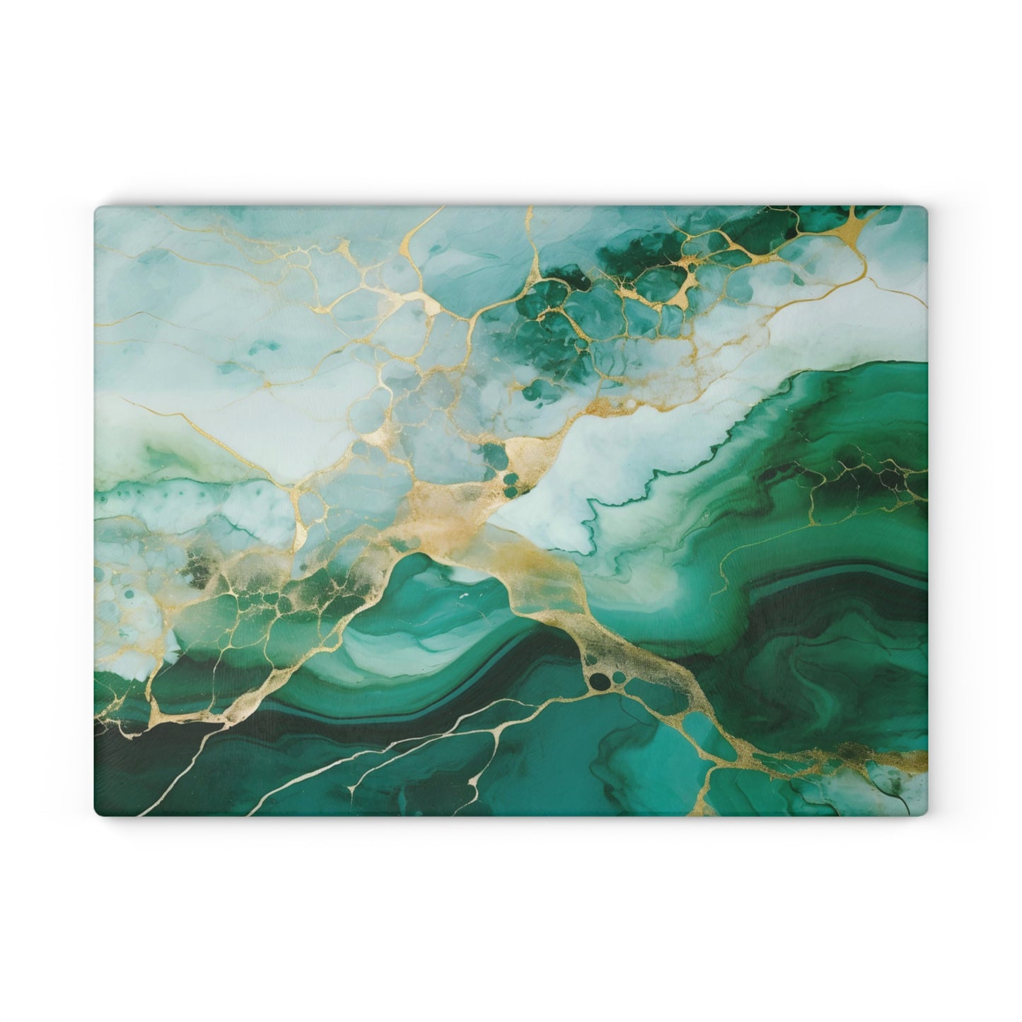 Soft Green, Emerald and Ivory Marble Glass Cutting Board