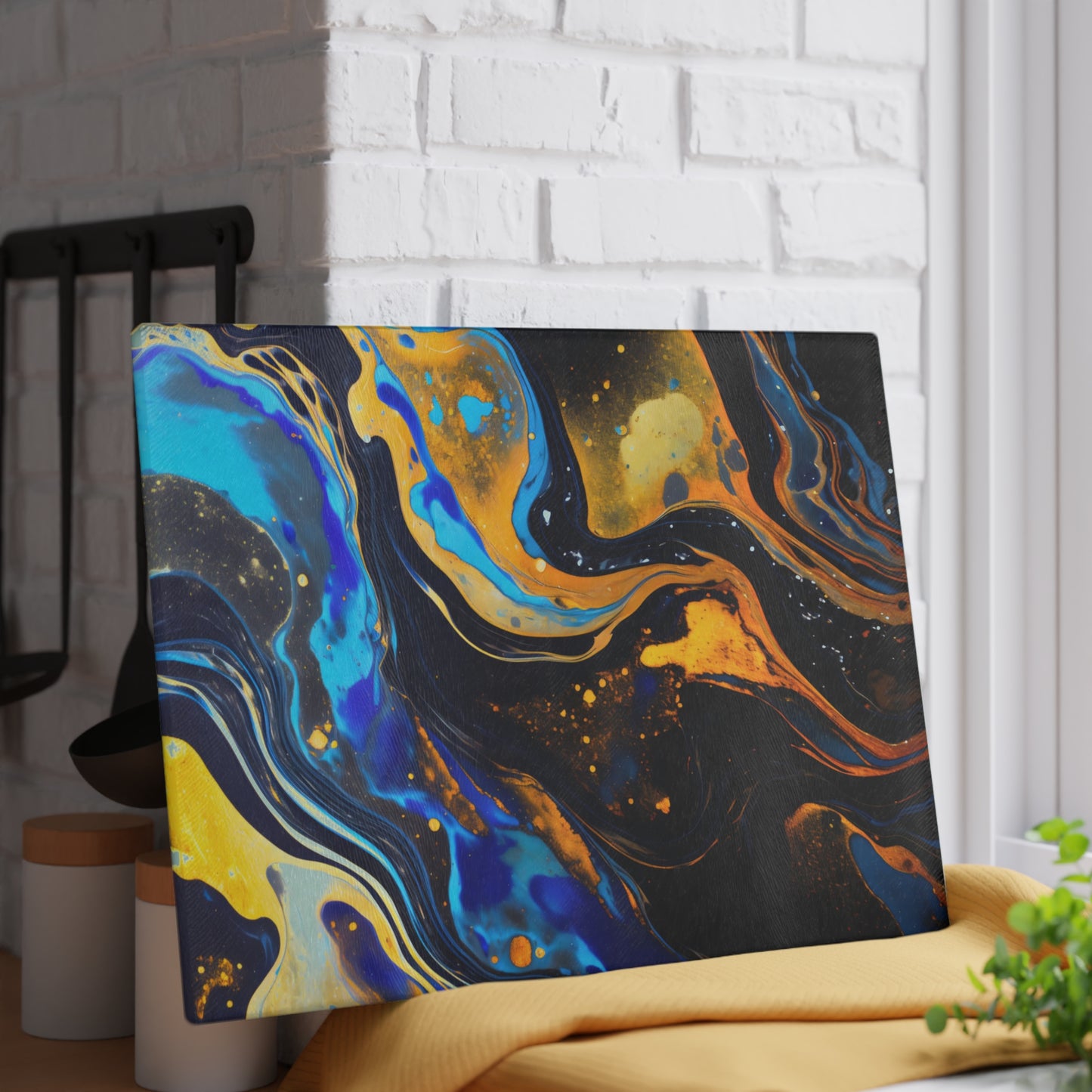 Black and Navy Celestial Glass Cutting Board