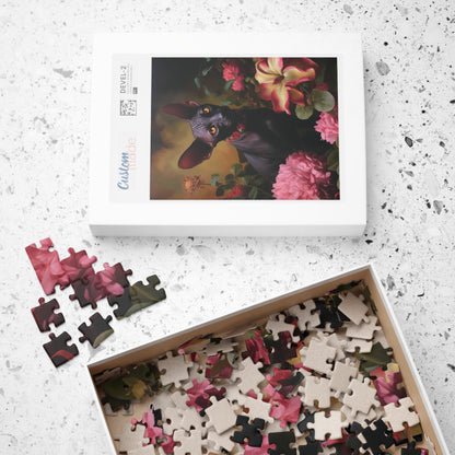 Black Sphynx Amongst Flowers | Jigsaw Puzzle