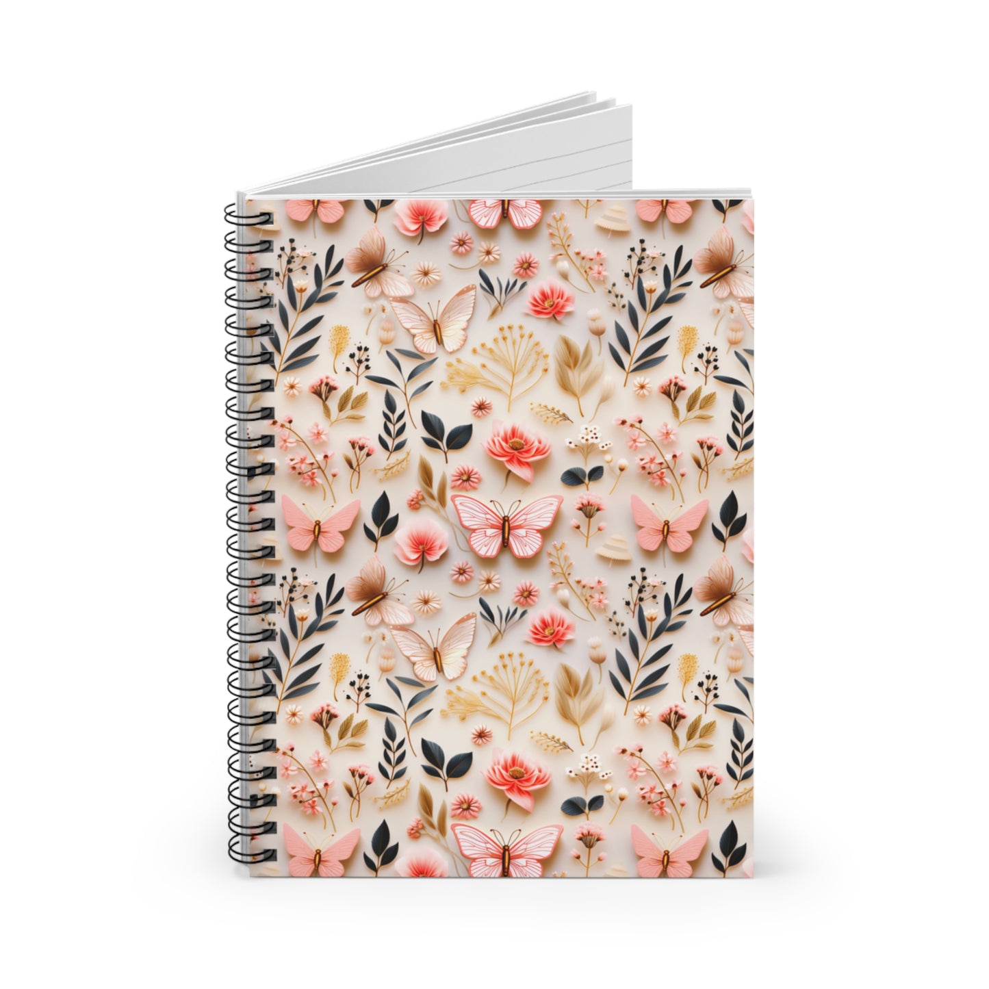 Gilded Butterfly Reverie | Ruled Line Spiral Notebook