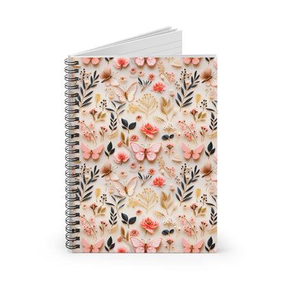 Gilded Butterfly Reverie | Ruled Line Spiral Notebook
