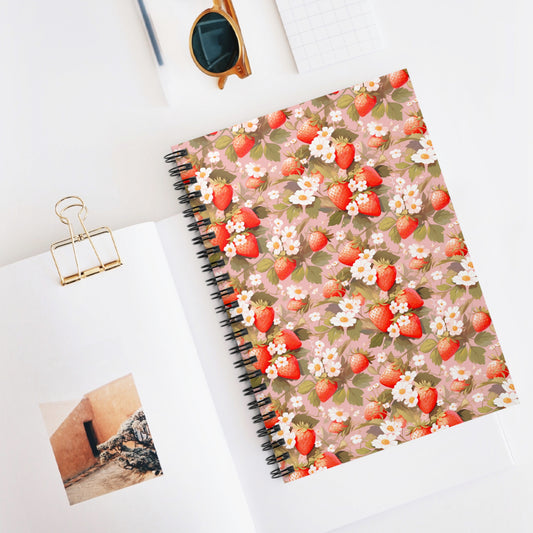 Symphony of Strawberries | Ruled Line Spiral Notebook