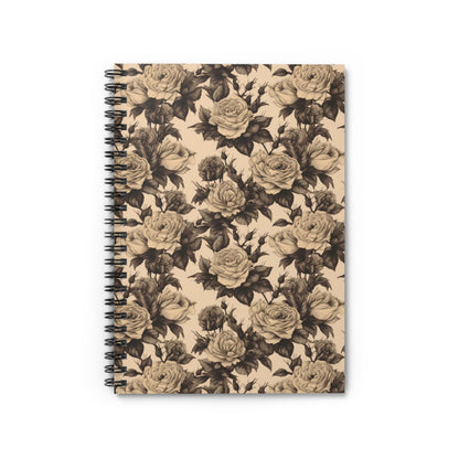 Black and Ivory Roses | Ruled Line Spiral Notebook