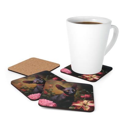 Black Sphynx Amongst Flowers | Set of 4 Coasters