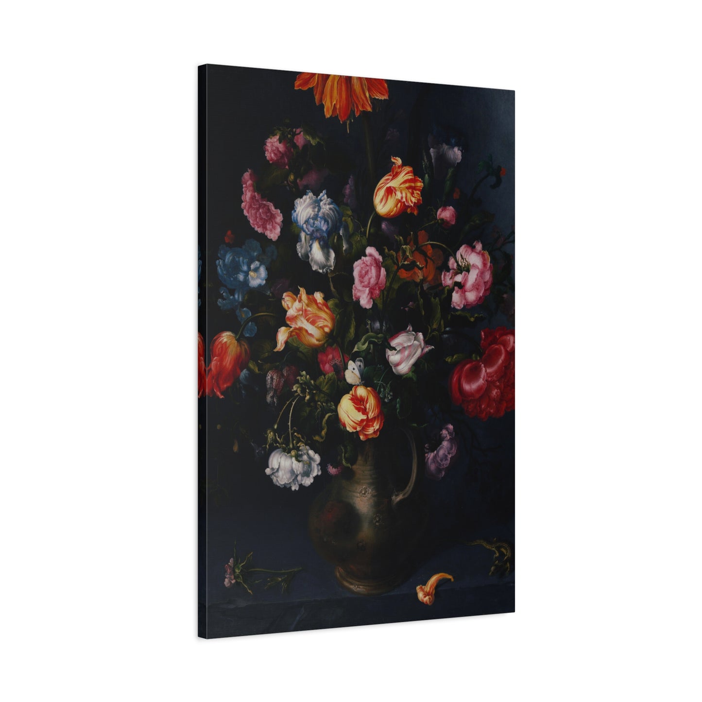 A Moody Vase with Flowers Canvas Print