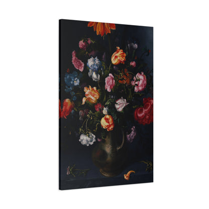 A Moody Vase with Flowers Canvas Print