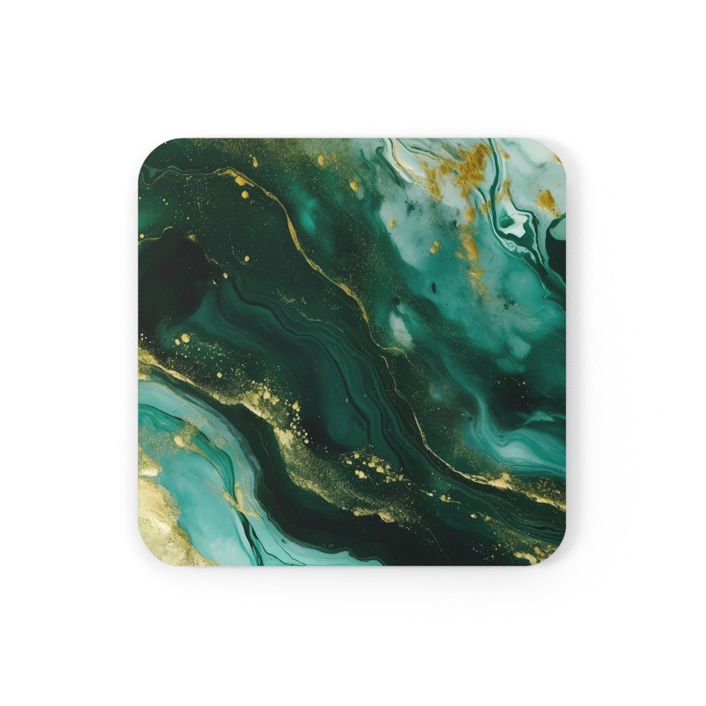 Dark Green, Teal and Ivory Geode | Set of 4 Coasters