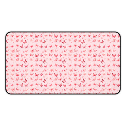 Whimsical Pink Butterflies Desk Mat