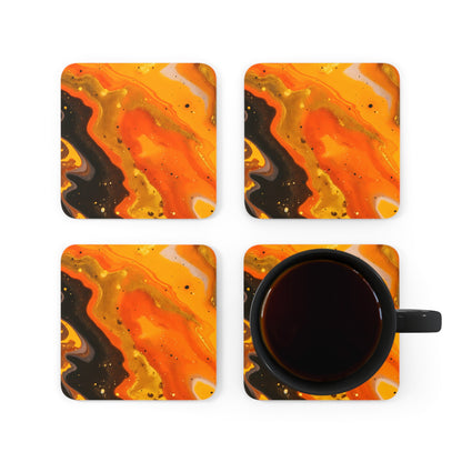Terracotta, Yellow and Black Granite | Set of 4 Coasters