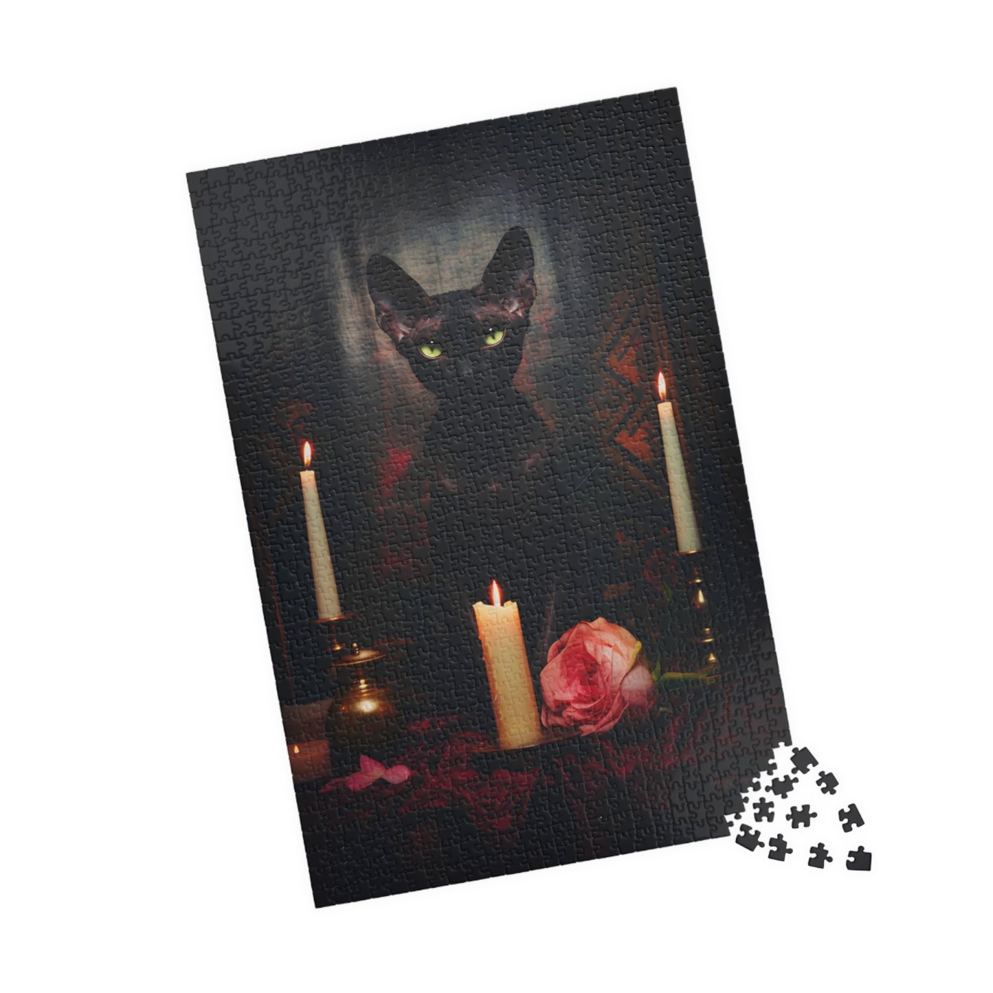 Velvety Black Sphynx with Candles | Jigsaw Puzzle