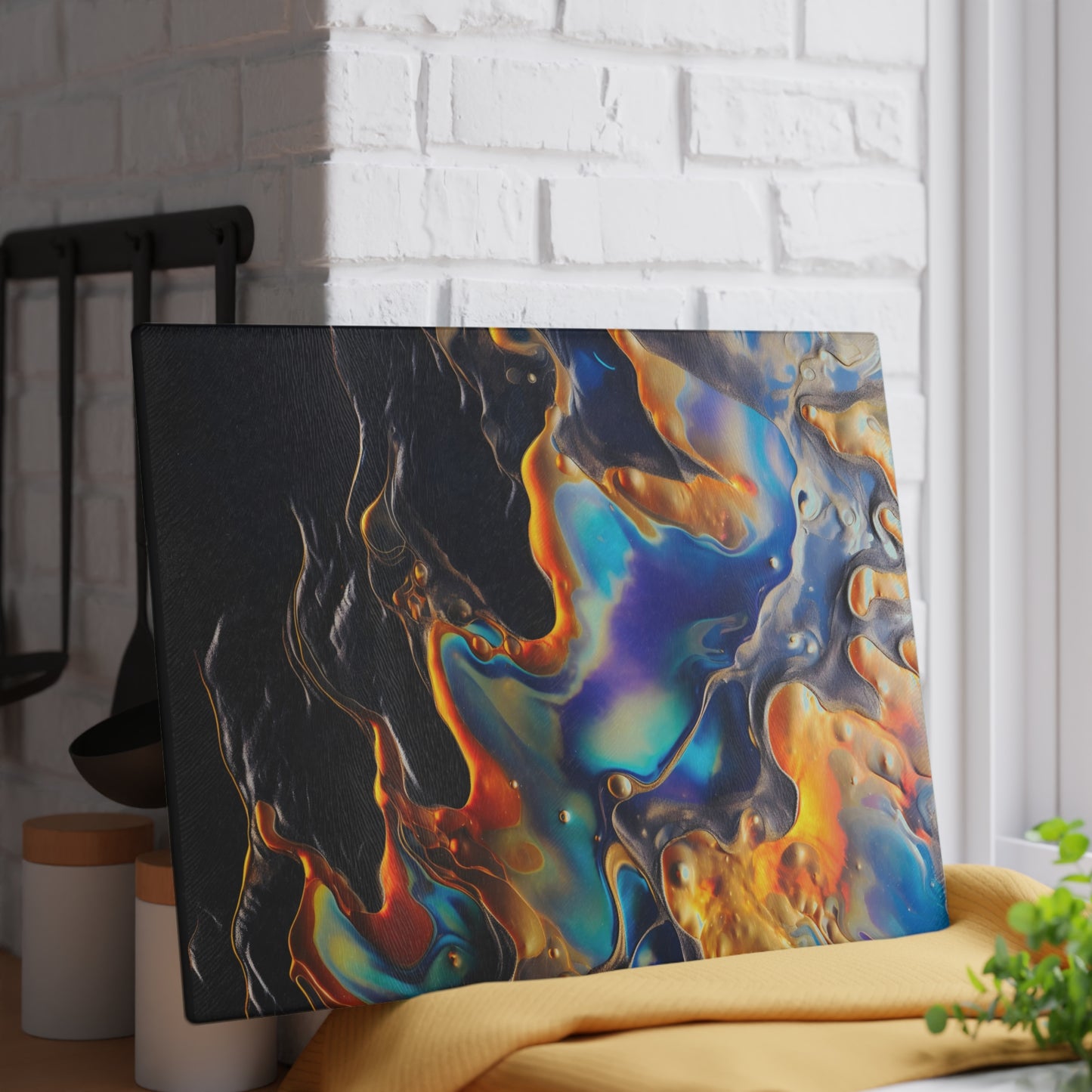 Iridescent Navy Blue Geode Glass Cutting Board